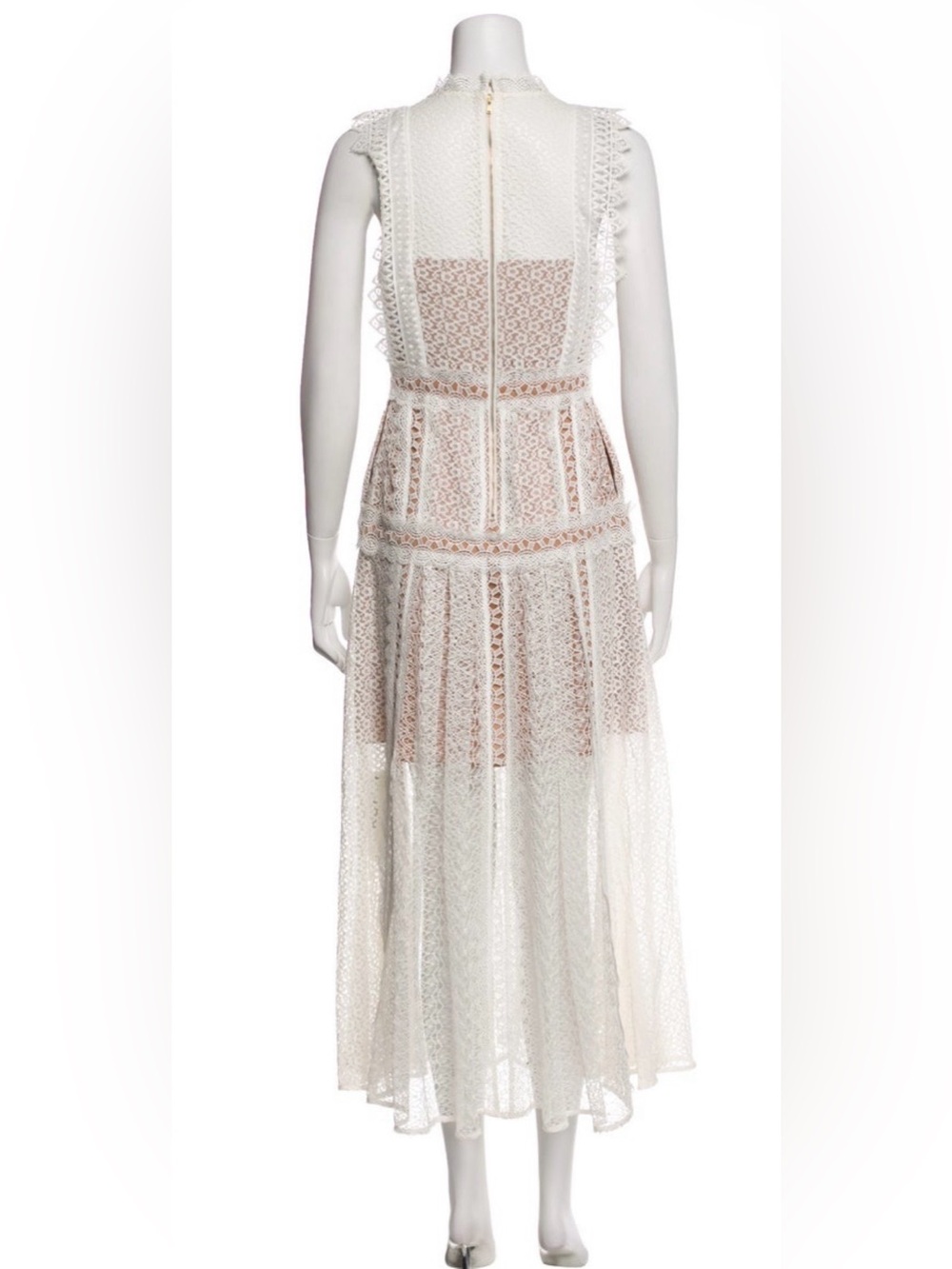 Self-Portrait White Lace Midi Dress - Size US 6 (Fits like a 2/4) - Picture 4 of 9